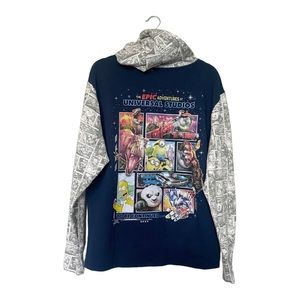 Universal Studios Epic Adventures Attractions Zip Graphic Hoodie Blue Medium